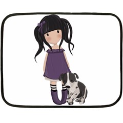 Dolly Girl And Dog Double Sided Fleece Blanket (mini)  by Valentinaart