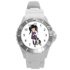 Dolly Girl And Dog Round Plastic Sport Watch (l) by Valentinaart