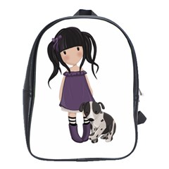 Dolly Girl And Dog School Bag (xl) by Valentinaart