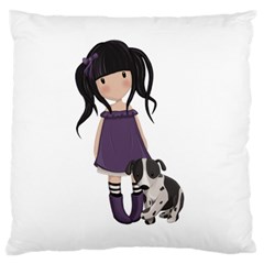 Dolly Girl And Dog Large Flano Cushion Case (two Sides) by Valentinaart