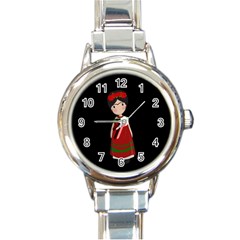 Frida Kahlo Doll Round Italian Charm Watch by Valentinaart