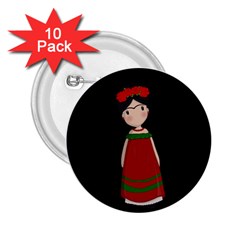 Frida Kahlo Doll 2 25  Buttons (10 Pack)  by Valentinaart