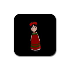 Frida Kahlo Doll Rubber Coaster (square)  by Valentinaart