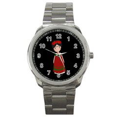 Frida Kahlo Doll Sport Metal Watch by Valentinaart