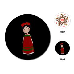 Frida Kahlo Doll Playing Cards (round)  by Valentinaart