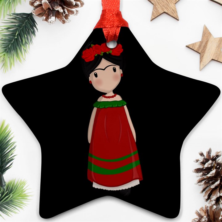 Frida Kahlo doll Star Ornament (Two Sides)