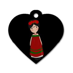 Frida Kahlo Doll Dog Tag Heart (one Side)