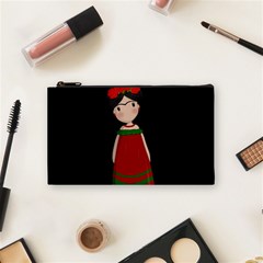 Frida Kahlo Doll Cosmetic Bag (small)  by Valentinaart