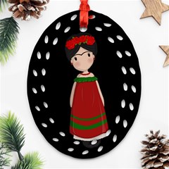 Frida Kahlo Doll Ornament (oval Filigree) by Valentinaart