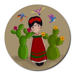 Frida Kahlo Doll Round Mousepads by Valentinaart