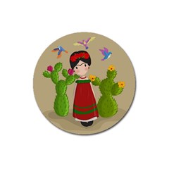 Frida Kahlo Doll Magnet 3  (round) by Valentinaart