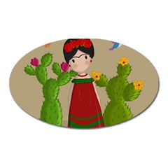 Frida Kahlo Doll Oval Magnet by Valentinaart