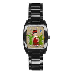 Frida Kahlo Doll Stainless Steel Barrel Watch by Valentinaart