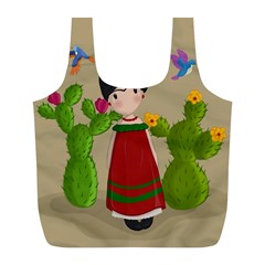 Frida Kahlo Doll Full Print Recycle Bags (l)  by Valentinaart