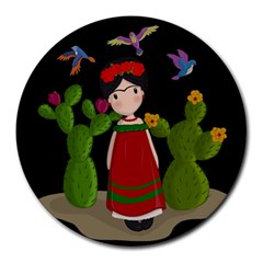 Frida Kahlo Doll Round Mousepads by Valentinaart