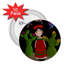 Frida Kahlo Doll 2 25  Buttons (10 Pack)  by Valentinaart