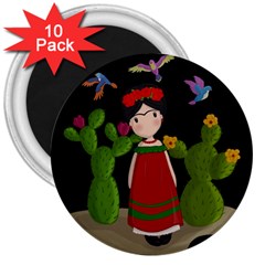 Frida Kahlo Doll 3  Magnets (10 Pack)  by Valentinaart