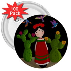 Frida Kahlo Doll 3  Buttons (100 Pack)  by Valentinaart