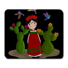 Frida Kahlo Doll Large Mousepads by Valentinaart