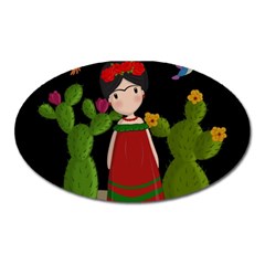 Frida Kahlo Doll Oval Magnet by Valentinaart