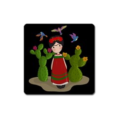 Frida Kahlo Doll Square Magnet by Valentinaart