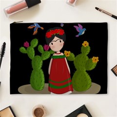 Frida Kahlo Doll Cosmetic Bag (xl) by Valentinaart