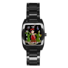 Frida Kahlo Doll Stainless Steel Barrel Watch by Valentinaart