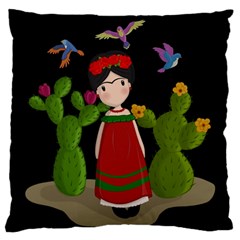 Frida Kahlo Doll Large Flano Cushion Case (one Side) by Valentinaart