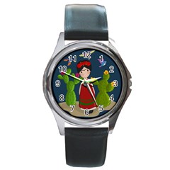 Frida Kahlo Doll Round Metal Watch by Valentinaart