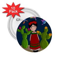 Frida Kahlo Doll 2 25  Buttons (10 Pack)  by Valentinaart