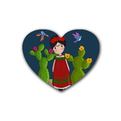 Frida Kahlo Doll Heart Coaster (4 Pack)  by Valentinaart