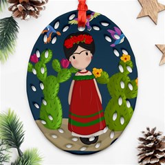 Frida Kahlo Doll Ornament (oval Filigree) by Valentinaart