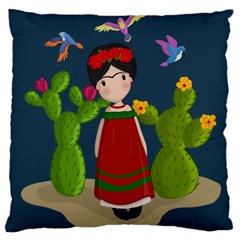 Frida Kahlo Doll Large Cushion Case (one Side) by Valentinaart