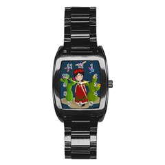 Frida Kahlo Doll Stainless Steel Barrel Watch by Valentinaart