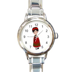 Frida Kahlo doll Round Italian Charm Watch