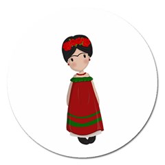 Frida Kahlo doll Magnet 5  (Round)