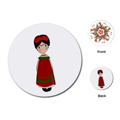 Frida Kahlo doll Playing Cards (Round) 