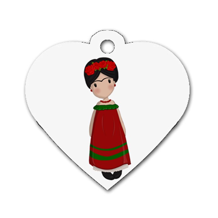 Frida Kahlo doll Dog Tag Heart (One Side)