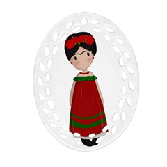 Frida Kahlo doll Ornament (Oval Filigree)