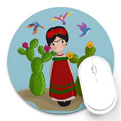 Frida Kahlo Doll Round Mousepads by Valentinaart