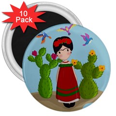 Frida Kahlo Doll 3  Magnets (10 Pack)  by Valentinaart