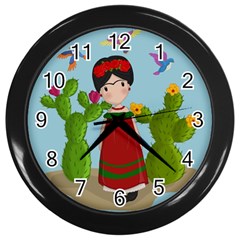 Frida Kahlo Doll Wall Clocks (black) by Valentinaart