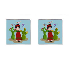 Frida Kahlo Doll Cufflinks (square) by Valentinaart