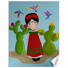 Frida Kahlo Doll Canvas 12  X 16   by Valentinaart