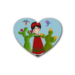 Frida Kahlo Doll Heart Coaster (4 Pack)  by Valentinaart