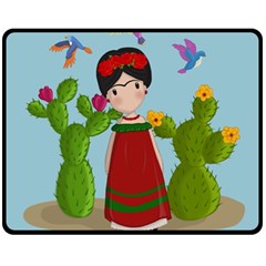 Frida Kahlo Doll Fleece Blanket (medium)  by Valentinaart