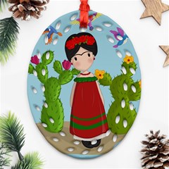 Frida Kahlo Doll Ornament (oval Filigree) by Valentinaart