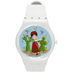 Frida Kahlo Doll Round Plastic Sport Watch (m) by Valentinaart