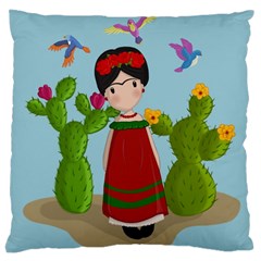 Frida Kahlo Doll Large Cushion Case (two Sides) by Valentinaart