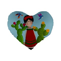 Frida Kahlo Doll Standard 16  Premium Heart Shape Cushions